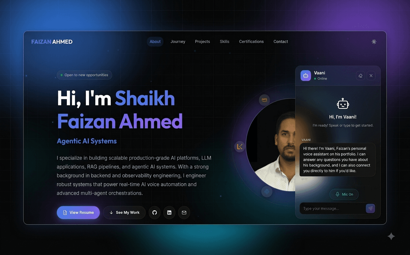 Vaani — Agentic Voice AI Portfolio Assistant screenshot